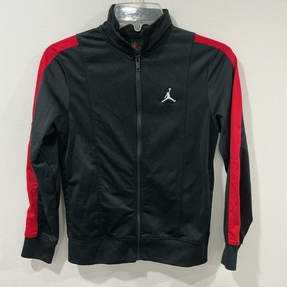 Air Jordan Jumpman Youth M 10-12 Full Zip‎ Athletic Track Jacket Black/Red Logo